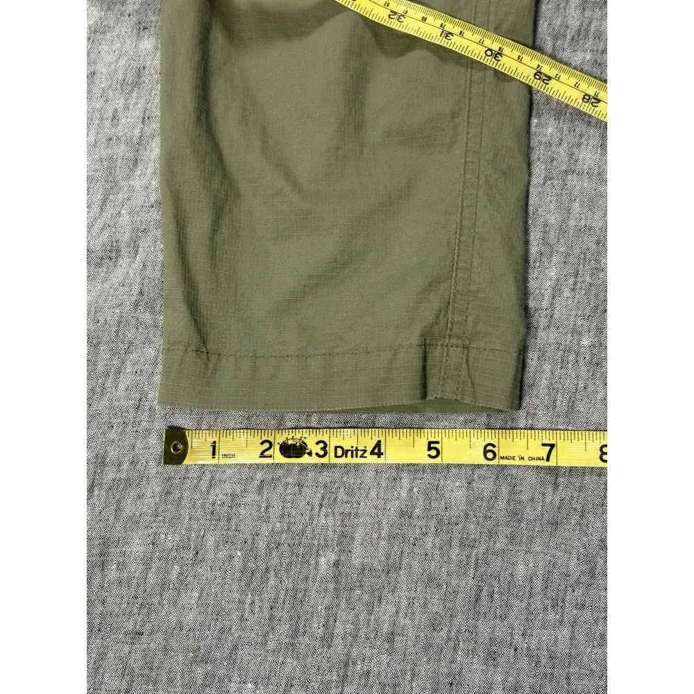 Wrmfzy Pants Mens Large Green Ripstop Tactical Cargo Elastic Waist Stretch